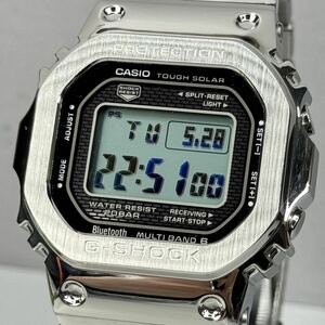 極美品 G-SHOCK GMW-B5000D-1JF タフソーラー 電波受信 電波ソーラー マルチバンド6 Bluetooth搭載 モバイルリンク メタルバンド シルバー