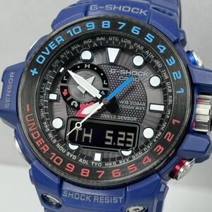 極美品 G-SHOCK GWN-1000H-2AJF ガルフマスター タフソーラー 電波受信 電波ソーラー マルチバンド6 トリプルセンサー ブラック ネイビー