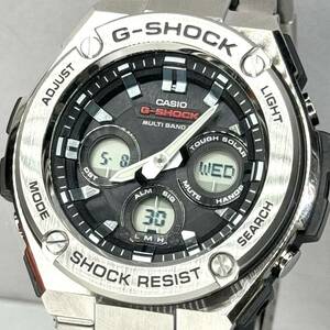 極美品 G-SHOCK GST-W310D-1AJF G-STEEL/Gスチール タフソーラー 電波受信 電波ソーラー マルチバンド6 アナデジ メタルバンド ブラック