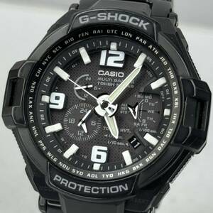 美品 G-SHOCK GW-4000D-1AJF スカイコックピット タフソーラー 電波受信 電波ソーラー マルチバンド6 ブラック ホワイト メタルバンド