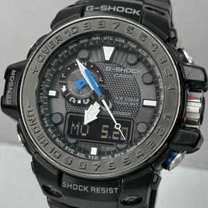 美品G-SHOCK GWN-1000C-1AJF GULFMASTER タフソーラー 電波受信 電波ソーラー マルチバンド6 トリプルセンサー アナデジ ブラック 反転液晶