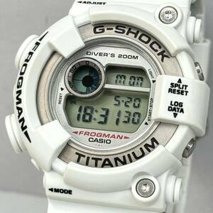 美品 G-SHOCK CASIO G-SHOCK DW-8200NK-2JR FROGMAN フロッグマン メンインネイビー&カーキ チタン ホワイト シルバー 潜水蛙 ホワイト仕様