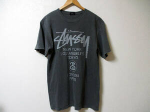 メキシコ製☆ STUSSY 　ステューシー　ワールドツアー 半袖Tシャツ 　 サイズM　　グレー系　　　（３E　ケ