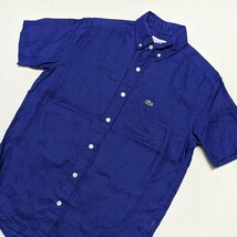 ☆SE24 LACOSTE ラコステ メンズ S M 半袖 シャツ ボタンダウンシャツ 青 ブルー 薄手 ワニ カジュアル_画像1