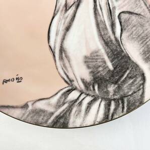 ナルミ/鳴海陶 小磯良平原画 美人画 女性画 飾皿 壁掛飾り 当時物 １円～ レトロ 飾り皿 大皿の画像3