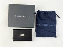 未使用　バーバリー レザー 6連 キーケース 黒 BURBERRY 　１円～　ロゴ　プレート　箱付_画像1