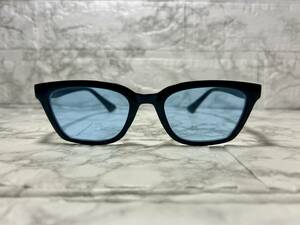  somewhat largish Biker shade square black frame UV light blue lens 