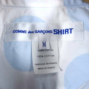 【美品】コムデギャルソンシャツ 水玉半袖シャツ COMME des GARCONS SHIRT サイズＭ 白水色の画像5