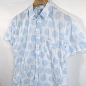 【美品】コムデギャルソンシャツ 水玉半袖シャツ COMME des GARCONS SHIRT サイズＭ 白水色の画像3