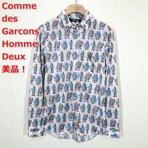 【美品】コムデギャルソンオムドゥ　ロボット柄シャツ　COMME des GARCONS Homme Deux　サイズＭ