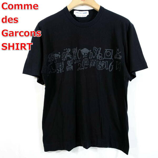 【良品】コムデギャルソンシャツ　メッセージプリントＴシャツ　黒　COMME des GARCONS SHIRT　サイズＭ