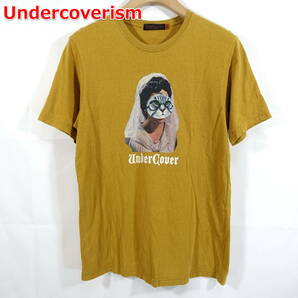 【良品】アンダーカバイズム　猫プリントＴシャツ　UNDERCOVER ISM　サイズ２（Ｍ相当）　黄土色