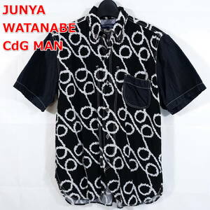 [ superior article ] Junya Watanabe man rayon ground . what . pattern switch shirt JUNYA WATANABE COMME des GARCONS MAN size S black white 