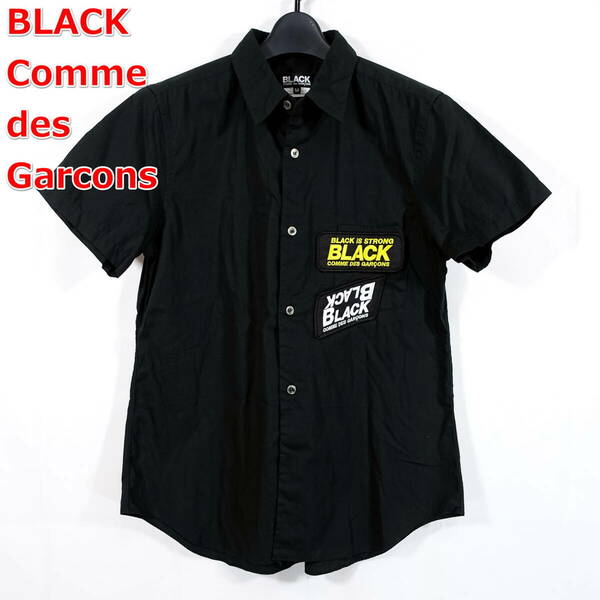 【良品】ブラックコムデギャルソン　ワッペン半袖シャツ　Black COMME des GARCONS　サイズＭ　黒