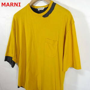 【良品】マルニ　レイヤードダメージＴシャツ　MARNI　サイズ４４（Ｓ相当）　黄黒