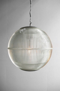 アンティーク　フランス Large Holophane Glass Sphere Globe Light [hl-168]　ホロフェーン　ガラス　ランプ　ライト