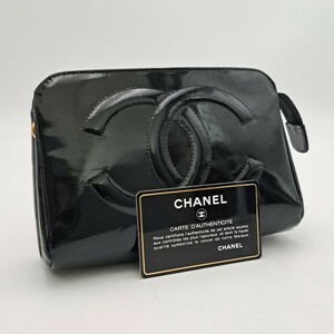 シャネル ココマーク ポーチエナメル ブラック 小物入れ CHANEL