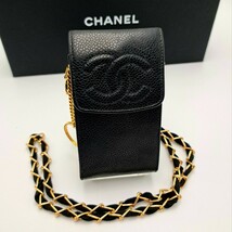 シャネル キャビアスキンミニバッグ チェーンショルダー CHANEL ポーチ_画像1