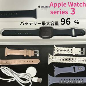  Apple watch * series 3*Apple Watch Series 3*GPS*38mm* Space gray aluminium case . black sport band * wristwatch 