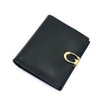 GUCCI オールドグッチ レザー 二つ折り財布 FC3037 メンズ ゴールド金具 035 2149 1848 ブラック_画像1