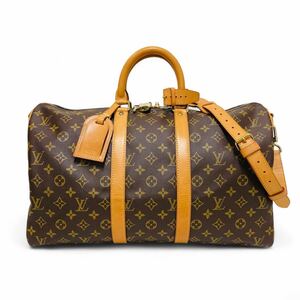 ◎LOUIS VUITTON ルイヴィトン モノグラム キーポル バンドリエール45 ボストンバッグ ショルダーストラップ パドロック 鍵 M41418 ON5875