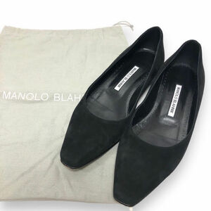 ▼【MANOLO BLAHNIK】マノロ ブラニク ローヒール スエード パンプス ブラック レディース 女性用 シューズ 靴 RA6513