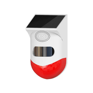 [ free shipping ]5⑥ crime prevention alarm buzzer LED warning light person feeling sensor . go in solar charge red color light alarm machine 120db buzzer sound warning alarm IP65 waterproof 