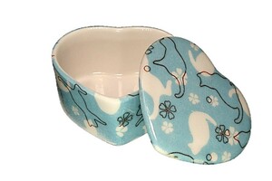 ねこ ブルー ハート 蓋物 小物入れ リング 宝石 ジュエリーケース 陶器 猫 ネコ 容器 ACS WEB SHOP