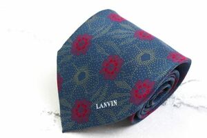 ランバンブランドネクタイ小紋柄総柄メンズネイビーLANVIN【中古】