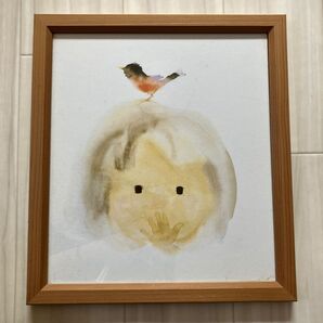 いわさきちひろ 【小鳥と少女】絵画額入り
