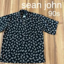 90s sean john 半袖シャツ アロハシャツ 開襟 オープンカラー ポリエステル 総柄 ストリート ヒップホップ ビッグシルエット 玉mc2824_画像1