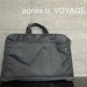 agnes b. VOYAGE アニエスベー ボヤージュ ビジネスナイロンバック 柔め ジップ A4サイズ可 ブラック 玉mc2882