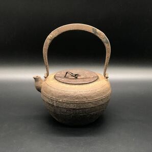 煎茶道具 時代物 鉄瓶 釜師 高木治良兵衛 鉄蓋 の画像1