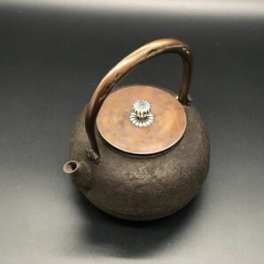 煎茶道具 時代物 鉄瓶 釜師 銀摘 斑紫銅蓋 金寿堂 系の画像9