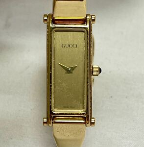 1円〜① GUCCI 1500 ゴールド レクタンギュラー シェル文字盤 QZ バングルウォッチ レディース腕時計 ネコポス発送