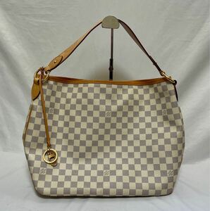 1円〜① LOUIS VUITTON ルイヴィトン ダミエ トートバッグ ホワイト ディライトフル PM N41447 ダミエ アズールキャンバス ゴールド 金具 