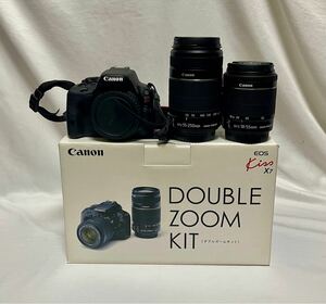1円〜② 美品 Canon EOS Kiss X7 EF-S 18-55mm F3.5-5.6 IS STM EF-S 55-250mm F4-5.6 IS II ダブルズームキット デジタル一眼レフカメラ 