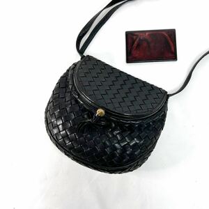  Bottega Veneta сетка кожа камыш . сумка на плечо небольшая сумочка черный чёрный Vintage бахрома Mini 