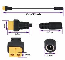 ソーラーパネルからポータブル電源へ XT60(メス)-DC外径5.5/内径2.1mm(メス)ケーブル 30cm FPVモニター ドローン電源コード XT60M5521M030_画像4