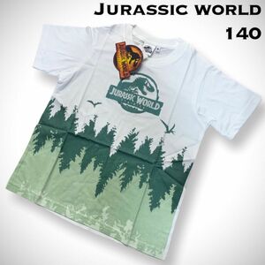 新品　140 ジュラシックワールド　ロゴプリント　白半袖Tシャツ　キッズ子供服　jurassicworld 