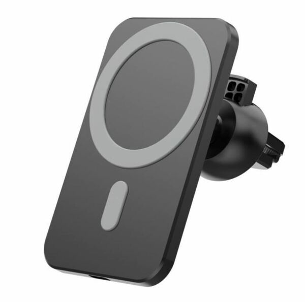 【送料込】MagSafeワイヤレス充電対応iPhone用車載ホルダー本体＋マグネットリング＋USBケーブル（1m）15W急速充電