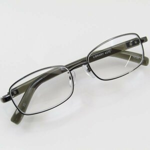 【匿名配送】在庫処分 アウトレット　老眼鏡 眼鏡 紳士向け スクエア メタル フルリム ガンメタル　LIBRARY4370　強度数 度数 +5.00　N065