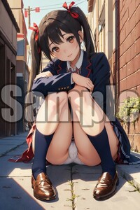 【全て1点もの】『A4サイズ 美女ポスター』高品質光沢紙 イラスト 制服 学校 ブレザー パンチラ アニメ 清楚 美脚 美少女 SSR9