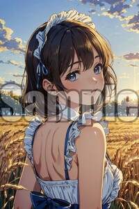 【全て1点もの】『A4サイズ 美女ポスター』高品質光沢紙 イラスト メイド フリル コスプレ かわいい ご主人様 清楚 恥じらい 召使い MKJ60