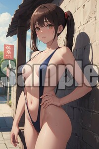 【全て1点もの】『A4サイズ 美女ポスター』高品質光沢紙 イラスト 水着 ビキニ セクシー 食い込み 巨乳 美乳 恥じらい アイドル 汗 MZK9