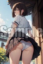 『A4サイズ 美女ポスター』高品質光沢紙 イラスト 制服 パンチラ ローアングル セクシー 食い込み お尻 美乳 恥じらい 清楚 パンツ JKK2_画像1