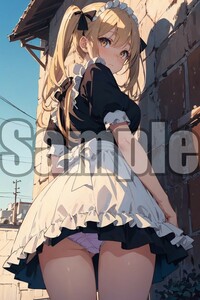 『A4サイズ 美女ポスター』高品質光沢紙 イラスト メイド パンチラ ローアングル セクシー ご主人様 お尻 恥じらい 清楚 パンツ MDB63