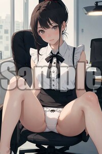 『A4サイズ 美女ポスター』イラスト オフィス 職場 制服 先輩 パンチラ ローアングル パンモロ 下着 清楚 お尻 ふともも 恥じらい OFF26