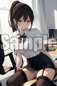 『A4サイズ 美女ポスター』イラスト オフィス 社内恋愛 先輩 ローアングル パンチラ パンスト お尻 ふともも 恥じらい OFF132