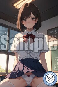 『A4サイズ 美女ポスター』イラスト 青春 アオハル 幼馴染 ローアングル パンチラ パンモロ お尻 ふともも 恥じらい 清楚 SPK18